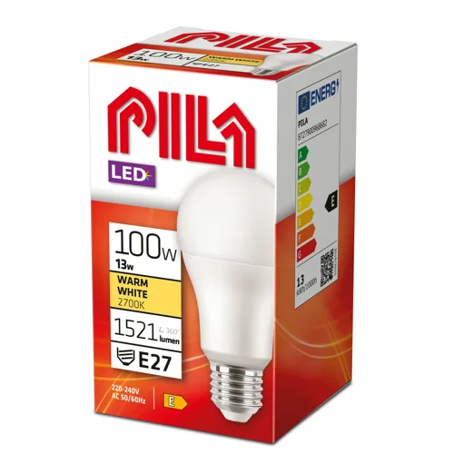 PILA LED žárovka A65 13W/100W E27 2700K 1521lm NonDim 15Y opál