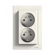 Schneider ASFORA komplet dvojnásobný zásuvka síťová 2P+PE CREAM