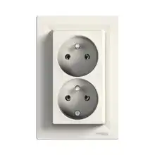 Schneider ASFORA komplet dvojnásobný zásuvka síťová 2P+PE CREAM