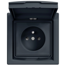 Schneider ASFORA komplet jednonásobný zásuvka síťová 2P+PE ANTRACIT IP44