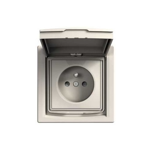 Schneider ASFORA komplet jednonásobný zásuvka síťová 2P+PE CREAM IP44