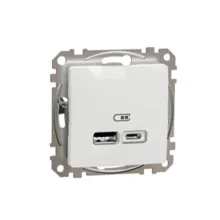 Schneider ASFORA komplet zásuv.2xUSB.nabíjeni A+C ;bílá