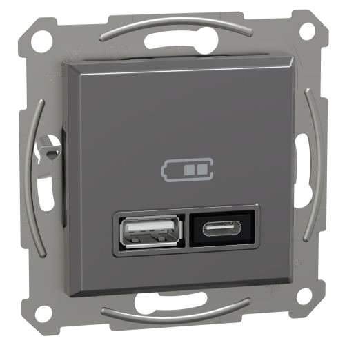Schneider ASFORA komplet.zásuv.nabíjecí USB A+C 3A antracit