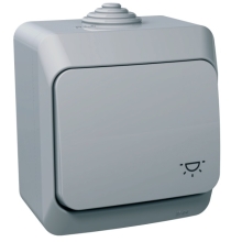 Schneider CEDAR PLUS ovládač tlačítkový r. 1/0 IP44 sym.světlo šedá