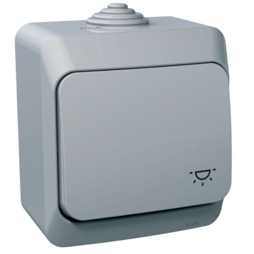 Schneider CEDAR PLUS ovládač tlačítkový r. 1/0 IP44 sym.světlo šedá