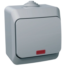 Schneider CEDAR PLUS spínač 1-pólový r. 1So IP44 s orien.kontrolkou šedá