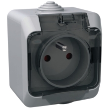 Schneider CEDAR PLUS zásuvka 230V 16A 2P+PE IP44 šedá čirý kryt