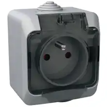 Schneider CEDAR PLUS zásuvka 230V 16A 2P+PE IP44 šedá čirý kryt