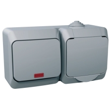 Schneider CEDAR PLUS zásuvka 230V 16A a přep.stříd. r.6So IP44 šedá