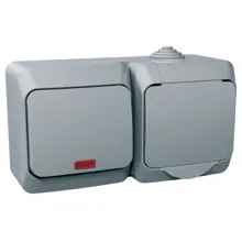 Schneider CEDAR PLUS zásuvka 230V 16A a přep.stříd. r.6So IP44 šedá