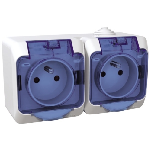 Schneider CEDAR PLUS zásuvka dvojnásobná 230V 16A 2P+PE IP44 bílá čirý kryt