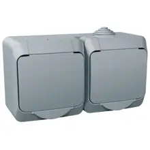 Schneider CEDAR PLUS zásuvka dvojnásobná 230V 16A 2P+PE IP44 šedá