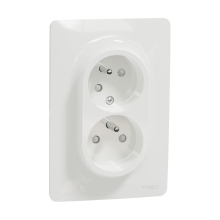 Schneider Nová UNICA komplet zásuvka dvojnásobná 2P/PE; bílá pootoč.