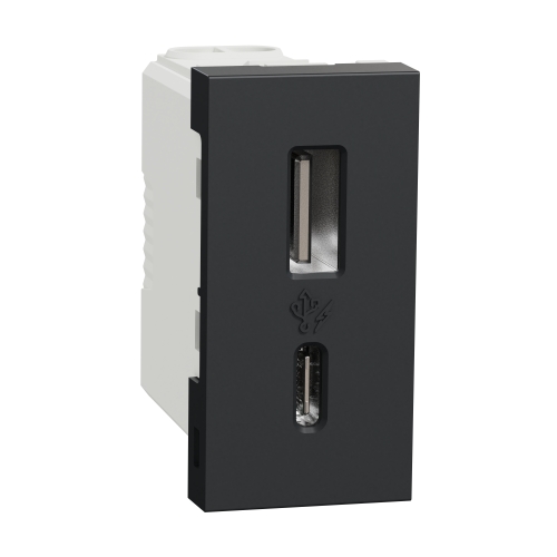 Schneider Nová UNICA strojek 1modul nabíjení USB A+C 2.4A; antracit