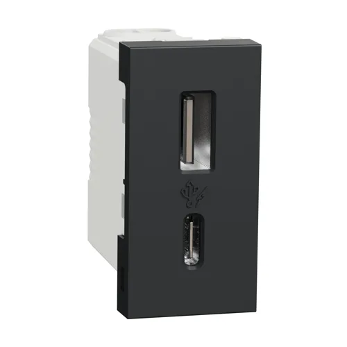 Schneider Nová UNICA strojek 1modul nabíjení USB A+C 2.4A; antracit