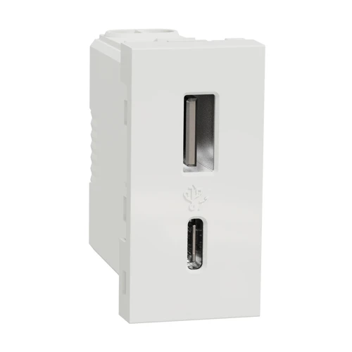 Schneider Nová UNICA strojek 1modul nabíjení USB A+C 2.4A; bílá