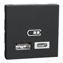 Schneider Nová UNICA strojek 2modul nabíjení USB A+C 2.4A; antracit