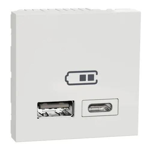 Schneider Nová UNICA strojek 2modul nabíjení USB A+C 2.4A; bílá