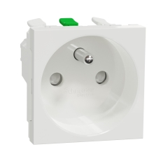 Schneider Nová UNICA strojek 2modul zásuvka síťová 2P/PE; bílá bezšroub.svorky