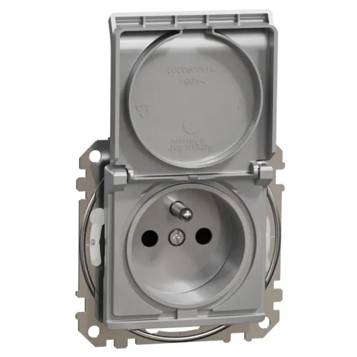 Schneider SEDNA zásuvka síťová 2P+PE 16A IP44 bezšroubová aluminium