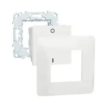 Schneider UNICA komplet sporák.spínač 3-pol.+zamak+kr.rám.Studio,2modul ; bílá