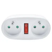 SOLIGHT adaptér rozbočovací 2 x 10A bílá vypínač