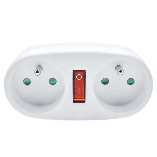 SOLIGHT adaptér rozbočovací 2 x 10A bílá vypínač