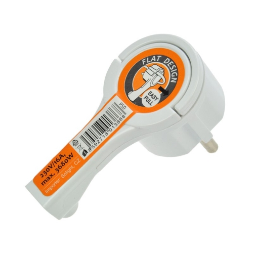 SOLIGHT lomená vidlice. nízký profil od stěny. IP20. bílá 2P+E