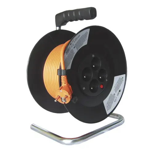 SOLIGHT prodlužovák na bubnu 4-zásuvkový 20m, oranžový 3x1,5mm 018