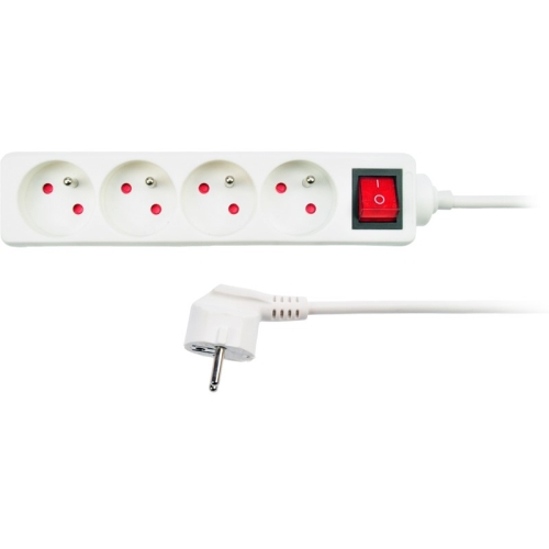 SOLIGHT prodlužovák s vypínačem, 4-zásuvka,1.5m, bílá /PP30/
