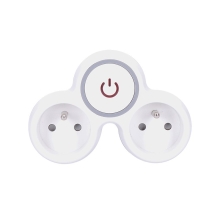 SOLIGHT rozbočka adaptér 2x 10A, bílá-šedá, vypínač