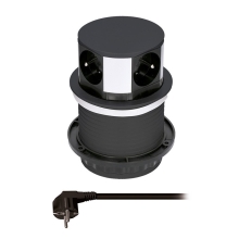 SOLIGHT zásuvka vestavná do pracovní desky výsuvný blok 4 zásuvky 2m černá