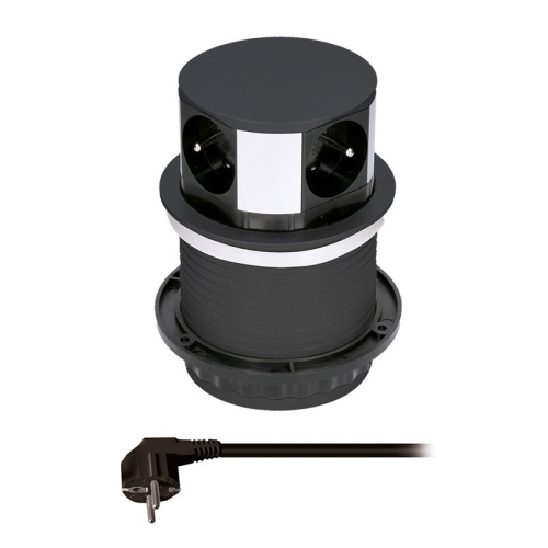 SOLIGHT zásuvka vestavná do pracovní desky výsuvný blok 4 zásuvky 2m černá