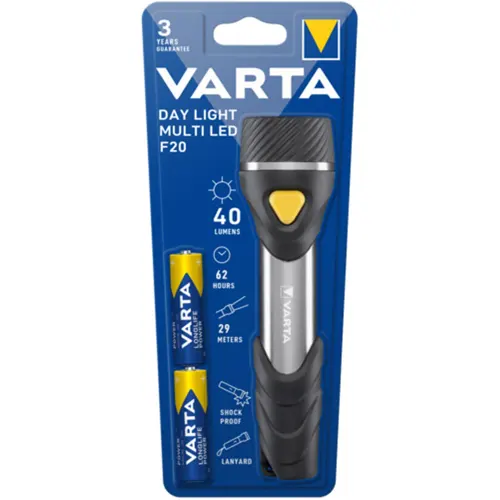VARTA svítilna ruční kov. F20 2xAA 40lm/29m ; +2xAA aluminium