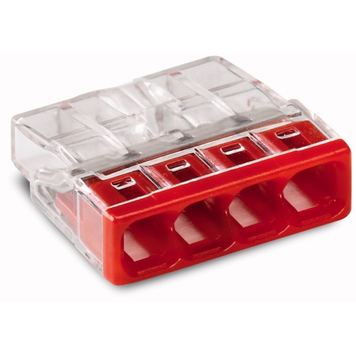 WAGO krabicová svorka 4x0.5-2.5 mm2 transp/červená Kód:2273-204