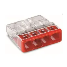 WAGO krabicová svorka 4x0.5-2.5 mm2 transp/červená Kód:2273-204 ;pytel=2500ks