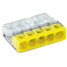 WAGO krabicová svorka 5x0.5-2.5 mm2 transp/žlutá Kód:2273-205 ;pytel=2500ks