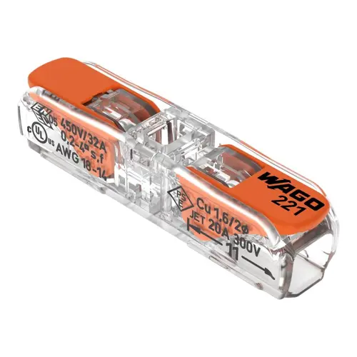 WAGO svorka instalační s páčkou 0.2-4 mm2 transp/oranž Kód:221-2411;pytel=2500ks