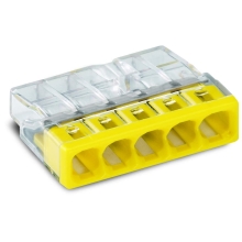 WAGO svorka krabicová 5x0.5-2.5 mm2 transp/žlutá Kód:2273-205/10 bal.10ks