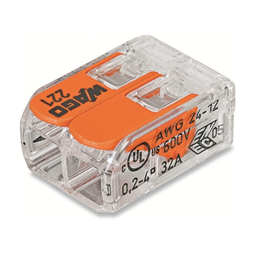 WAGO svorka s páčkou 2x0.14-4 mm2 transp/oranž Kód:221-412