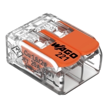 WAGO svorka s páčkou 2x0.14-4 mm2 transp/oranž Kód:221-412 ;pytel=500ks