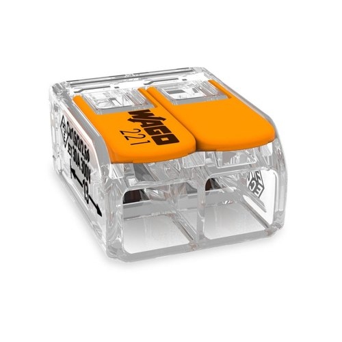 WAGO svorka s páčkou 2x0.5-6 mm2 transp/oranž Kód:221-612