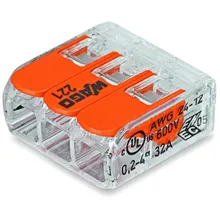 WAGO svorka s páčkou 3x0.14-4 mm2 transp/oranž Kód:221-413
