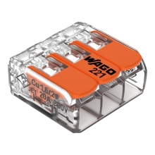 WAGO svorka s páčkou 3x0.14-4 mm2 transp/oranž Kód:221-413 ;pytel=1000ks