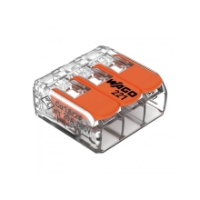 WAGO svorka s páčkou 3x0.14-4 mm2 transp/oranž Kód:221-413 ;pytel=1000ks