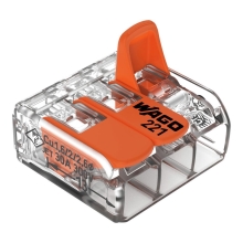 WAGO svorka s páčkou 3x0.5-6 mm2 transp/oranž Kód:221-613 ;pytel=500ks