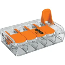 WAGO svorka s páčkou 5x0.14-4 mm2 transp/oranž Kód:221-415 bal.5ks