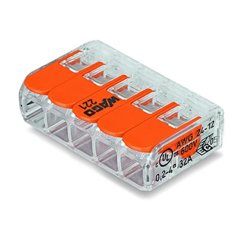 WAGO svorka s páčkou 5x0.14-4 mm2 transp/oranž Kód:221-415