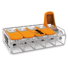 WAGO svorka s páčkou 5x0.5-6 mm2 transp/oranž Kód:221-615