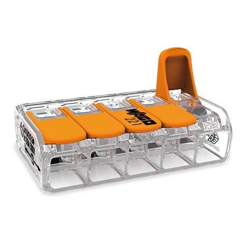 WAGO svorka s páčkou 5x0.5-6 mm2 transp/oranž Kód:221-615